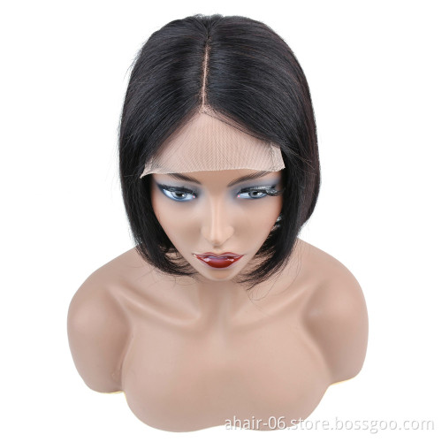 4*4 Lace Closure Bob Wig 10A Nature Color Straight Bob Wigs 10-12 Inch Brazilian Hair Wholesale In Stock,100% Human Hair